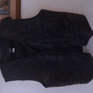 Mens Leather American Flag Vest